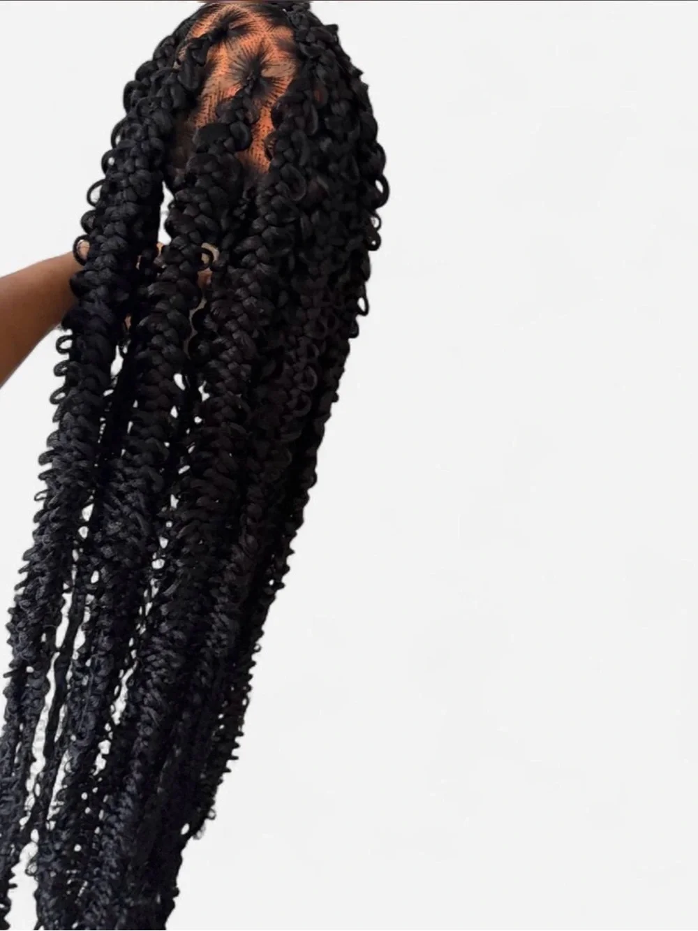 Premium Black Braided Frontal Hair Extensions - Sleek Protective Style 44 inches